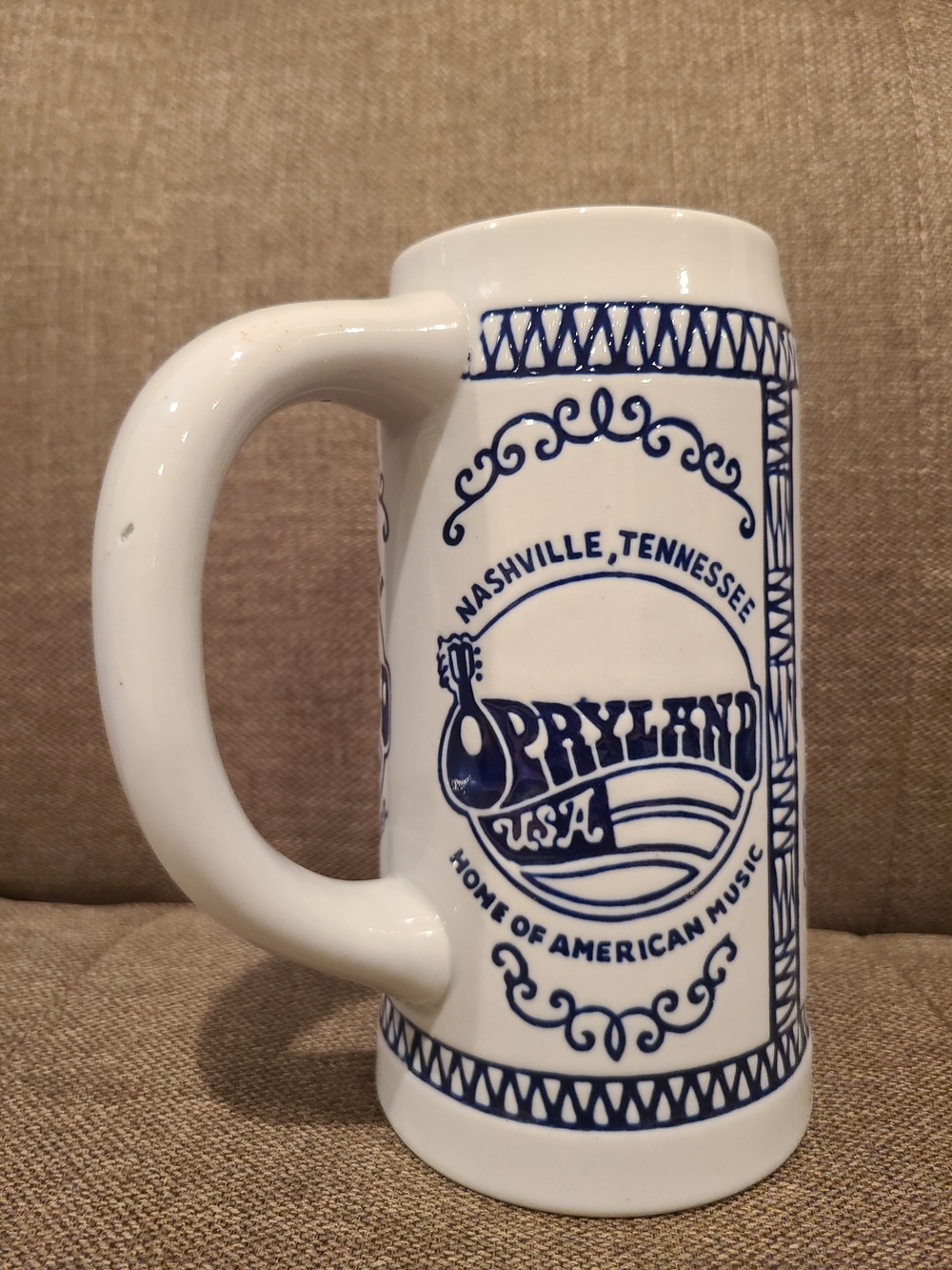 Vintage Ceramic Opryland USA Souvenir Beer Stein made by Ceramart - Nashville